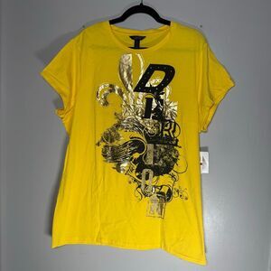 NWT Dereon Yellow Gold Graphic Y2K Baddie Tee Shirt